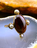 Antique 14K, Garnet & Seed Pearl Conversion Ring