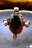 Antique 14K, Garnet & Seed Pearl Conversion Ring