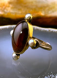 Antique 14K, Garnet & Seed Pearl Conversion Ring