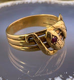 Antique French 18K, Ruby & Sapphire Double Snake Ring