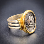 Antique Vermeil, Silver & Enamel Coin Ring