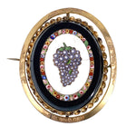 14K Micro Mosaic Grape Swivel Locket Brooch
