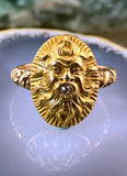 Antique 14K & Diamond Green Man Conversion Ring