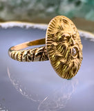 Antique 14K & Diamond Green Man Conversion Ring