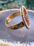 Antique 10K, Carnelian, Seed Pearl & Plaited Hair Conversion Ring on Vintage 9K Band