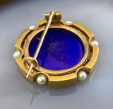 Antique French 18K, Diamond & Ruby Hand Painted Enamel Harlequin Brooch