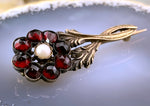 Antique 14K, Garnet & Pearl Halley's Comet Brooch