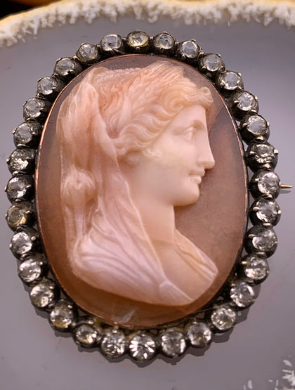 Antique Silver, Hardstone Cameo & Paste Brooch/Pendant