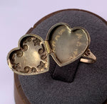 Antique 9K & Ruby Heart Locket Conversion Ring