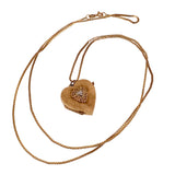 Vintage 14K & Diamond Heart Locket Pendant On Chain