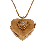 Vintage 14K & Diamond Heart Locket Pendant On Chain