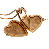 Vintage 14K & Diamond Heart Locket Pendant On Chain