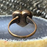 Antique 14K, Garnet & Seed Pearl Heart Locket Conversion Ring