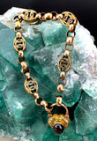 Antique 9K & Garnet Padlock Gate Bracelet