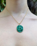 Antique 14K & Malachite Conversion Pendant