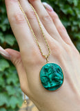 Antique 14K & Malachite Conversion Pendant