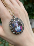 Antique Silver, Paste & Hand Painted Enamel Portrait Pendant