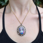 Antique Silver, Paste & Hand Painted Enamel Portrait Pendant
