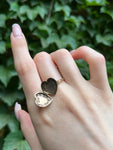 Antique 9K & Ruby Heart Locket Conversion Ring