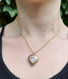 SOLD Antique 15K & Hand Painted Enamel Putto Heart Locket