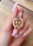 Antique/Vintage 18K & Ruby Horse Shoe & Owl Conversion Pendant
