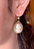 Antique  14K & Cameo Earrings In Pinchbeck