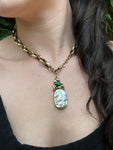 Sold  Antique 14K, Black Opal & Mother Of Pearl Pendant