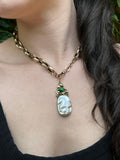 Sold  Antique 14K, Black Opal & Mother Of Pearl Pendant