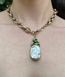 Sold  Antique 14K, Black Opal & Mother Of Pearl Pendant