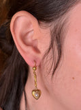 Antique 9K & Seed Pearl Heart Earrings