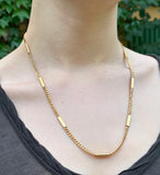 14K Gold Curb Station Chain