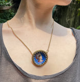 Antique French 18K Hand Painted Enamel Brooch