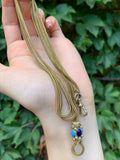 Antique Art Glass Serpentine Slide Chain in Gold Fill