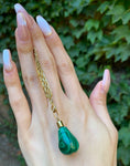 Antique 18K & Malachite Pear Charm
