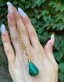 Antique 18K & Malachite Pear Charm