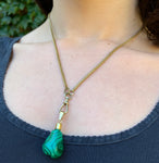 Antique 18K & Malachite Pear Charm