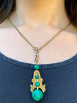 Antique 18K & Malachite Pendant