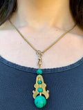 Antique 18K & Malachite Pendant