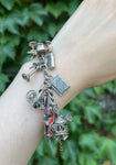 Vintage Sterling Silver & Enamel Charm Bracelet