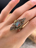 Antique 14K, 10K & Opal Navette Conversion Ring