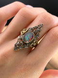 Antique 14K, 10K & Opal Navette Conversion Ring