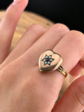 Antique 14K, Garnet & Seed Pearl Heart Locket Conversion Ring