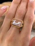 Antique 14K & Carved Shell Cameo Apollo Conversion Ring