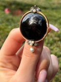 Antique French 18K, Silver, Diamond, Pearl & Agate Brooch/Pendant