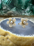 Antique 9K & Pearl Flower Earrings