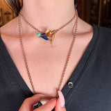 Antique Art Nouveau French 18K & Enamel Kingfisher Bird Brooch
