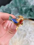 Antique Art Nouveau French 18K & Enamel Kingfisher Bird Brooch