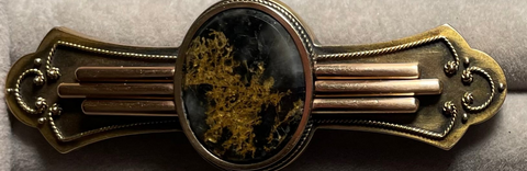 UNLISTED Antique 14K & Black Gold-In-Quartz Brooch