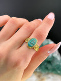 Ancient 18K & Turquoise Intaglio Ring on Etruscan Revival Shank