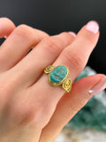Ancient 18K & Turquoise Intaglio Ring on Etruscan Revival Shank